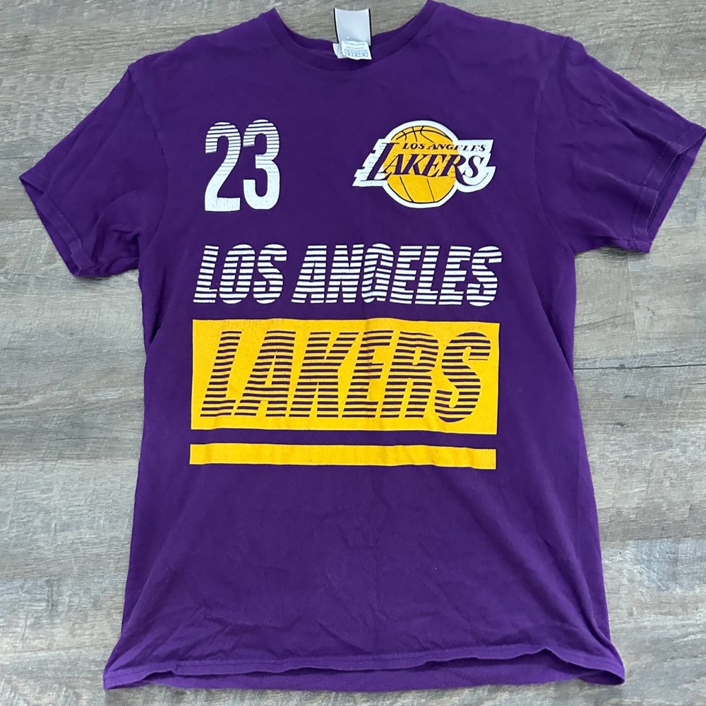 NBA Purple and Yellow Los Angeles Lakers Short Sleeve Tee